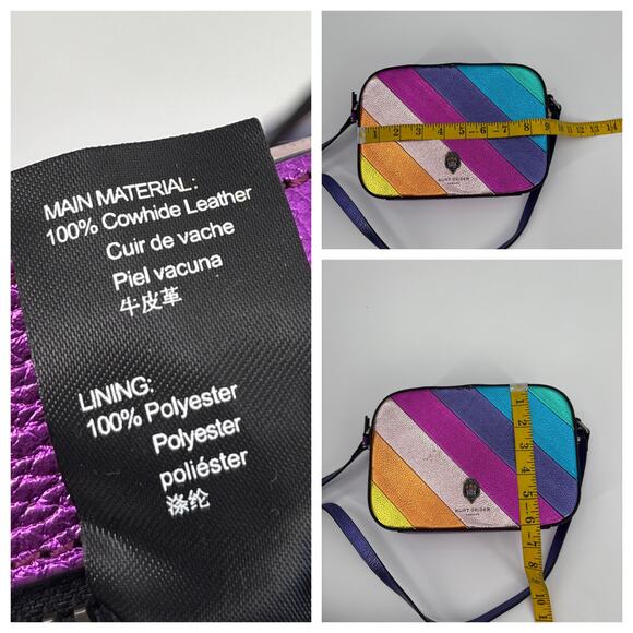 B37 Kurt Geiger Kensington Rainbow Crossbody Shoulder Camera Bag Pebble Leather - Picture 11 of 12